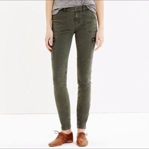 Olive green Madewell cargo skinny jeans